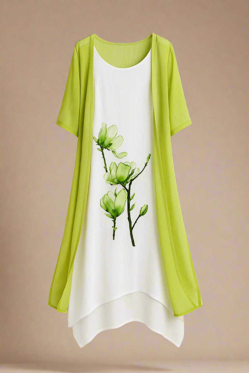 Aurora™ | Kjole og let lag-på-lag cardigan med blomsterprint