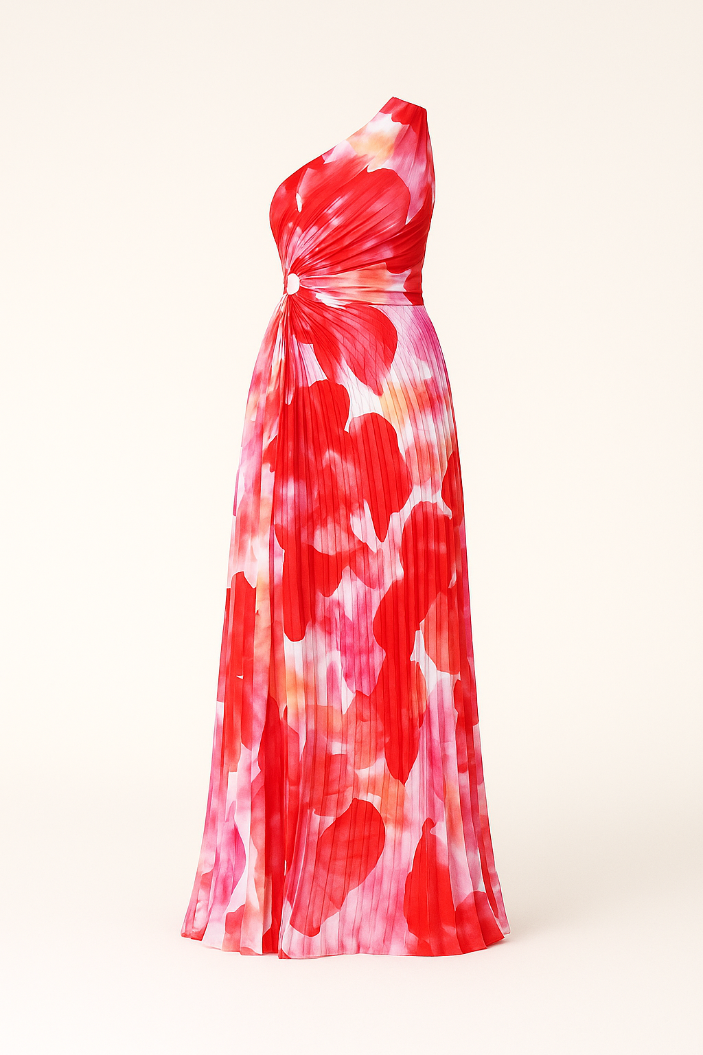 Aurora™ | Plisseret one-shoulder kjole med blomstermønster